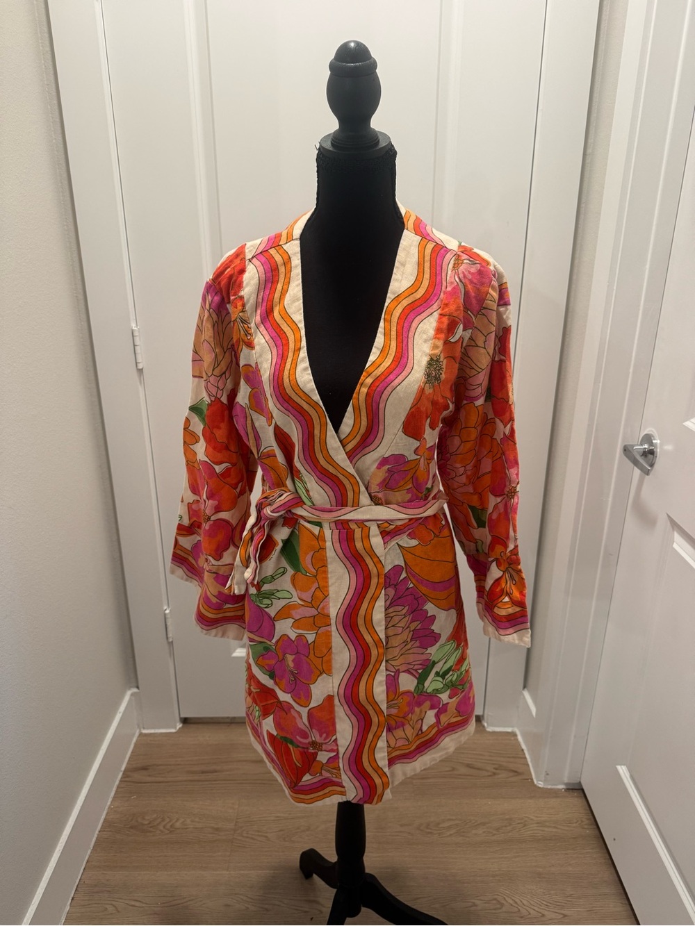 FARM Rio Pink Orange Floral Mini Dress - Picture 3 of 12